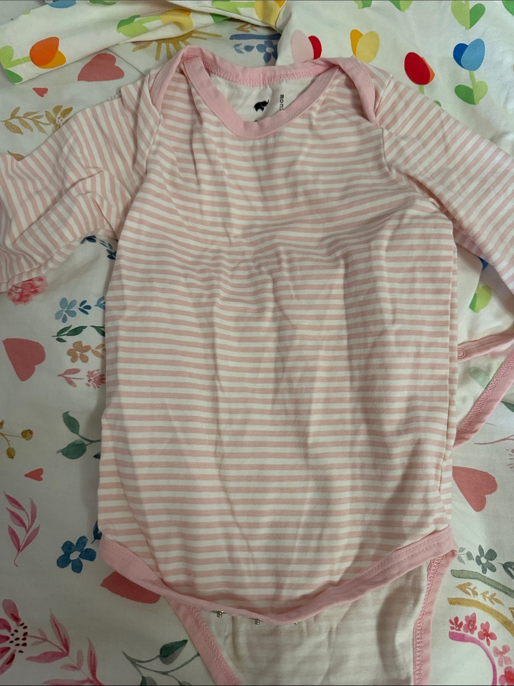 Girls' Long-Sleeve Pink Floral & Stripe Pajama Tops - 3 Pack - Picture 4 of 4